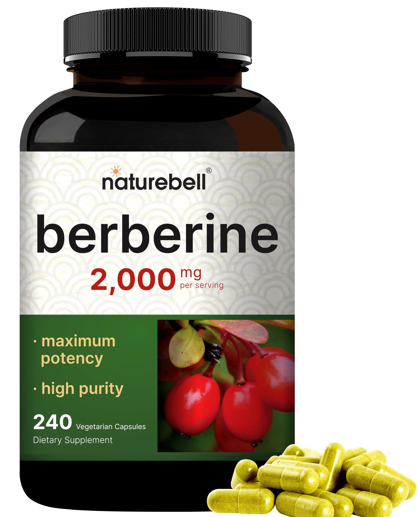 Berberine Supplement 500mg Per Capsule (2,000mg Per Serving) | 240 Veggie Capsules, 97% Pure Berberine HCL – Plant Based, Vegan, Non-GMO NatureBellBuy Supplements Australia
