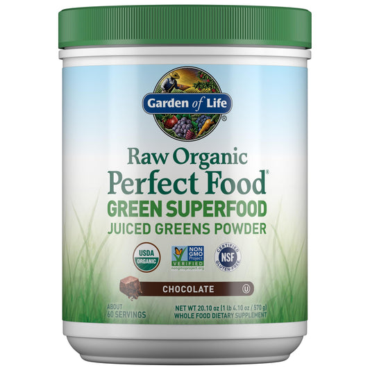 Garden of Life Raw Organic Perfect Food Green Superfood Juiced Greens Powder - Chocolate, 60 Servings, Non-GMO, Gluten Free, Vegan Whole Food Dietary Supplement Plus Probiotics, Enzymes Garden of LifeBuy Supplements Australia