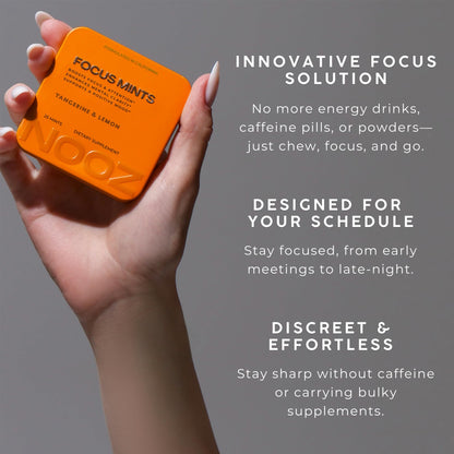 NOOZ Focus Mints Refill Bag - Caffeine-Free Brain Booster for Mental Clarity-Tangerine & Lemon Flavor | Sugar-Free, Travel-Friendly Supplement with Vitamin C, B6, B12 - Non-GMO, Clean Label, 150 Mints NOOZBuy Supplements Australia