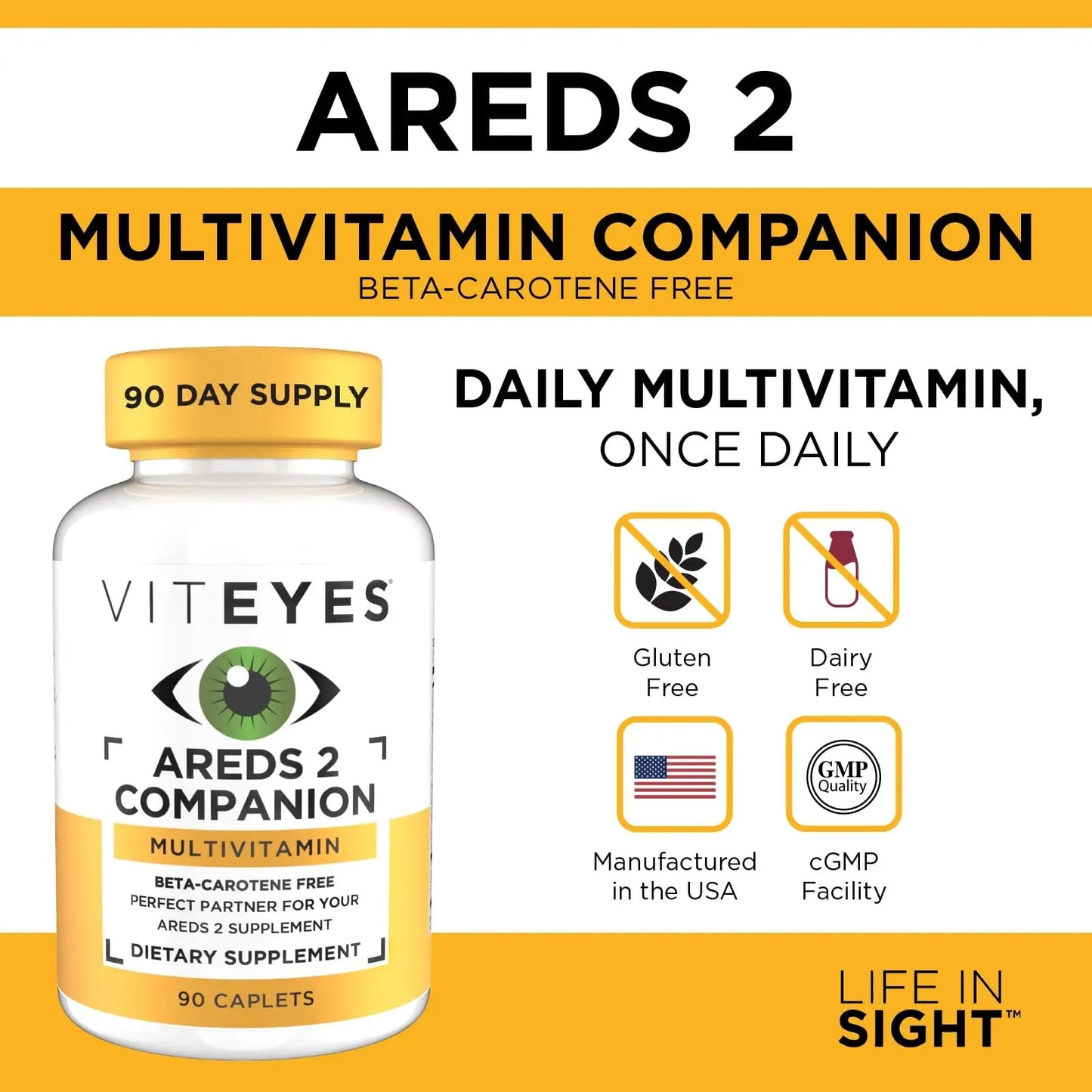 Viteyes Classic AREDS 2 Companion Beta-Carotene Free Multivitamin Supplement, Comprehensive Multivitamin Formula Viteyes