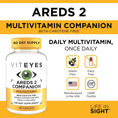 Viteyes Classic AREDS 2 Companion Beta-Carotene Free Multivitamin Supplement, Comprehensive Multivitamin Formula Viteyes