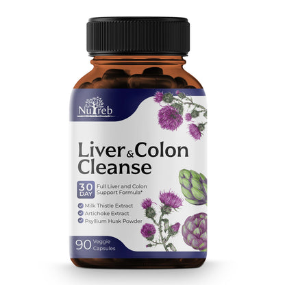 Liver Cleanse Detox & Repair with Colon Cleanse - Milk Thistle, Dandelion Root, Psyllium Husk Fiber