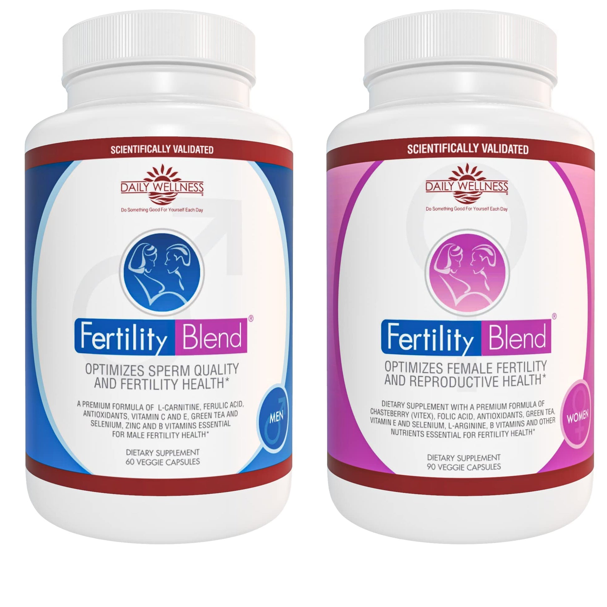 One Month Supply Each-FERTILITY BLEND Supplement for MEN (60 Tablets) and FERTILITY BLEND Supplement for WOMEN (90 Tablets).by The Daily Wellness Co. Fertility BlendBuy Supplements Australia