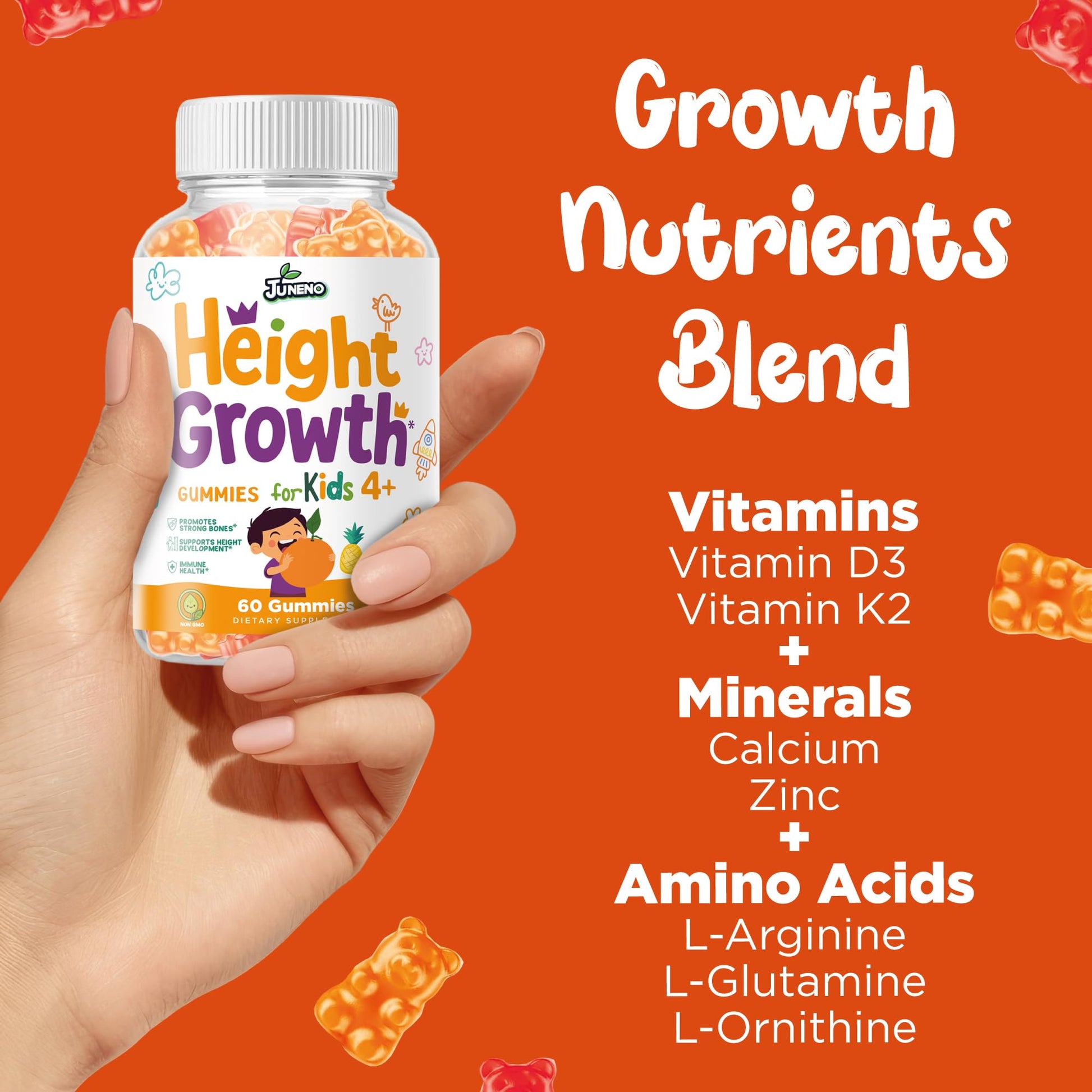 Juneno Height Growth Vitamins Supplement Gummies - Grow Taller for Teens Kids Boys Girls - Natural Height Increaser Maximizer Multivitamin JunenoBuy Supplements Australia