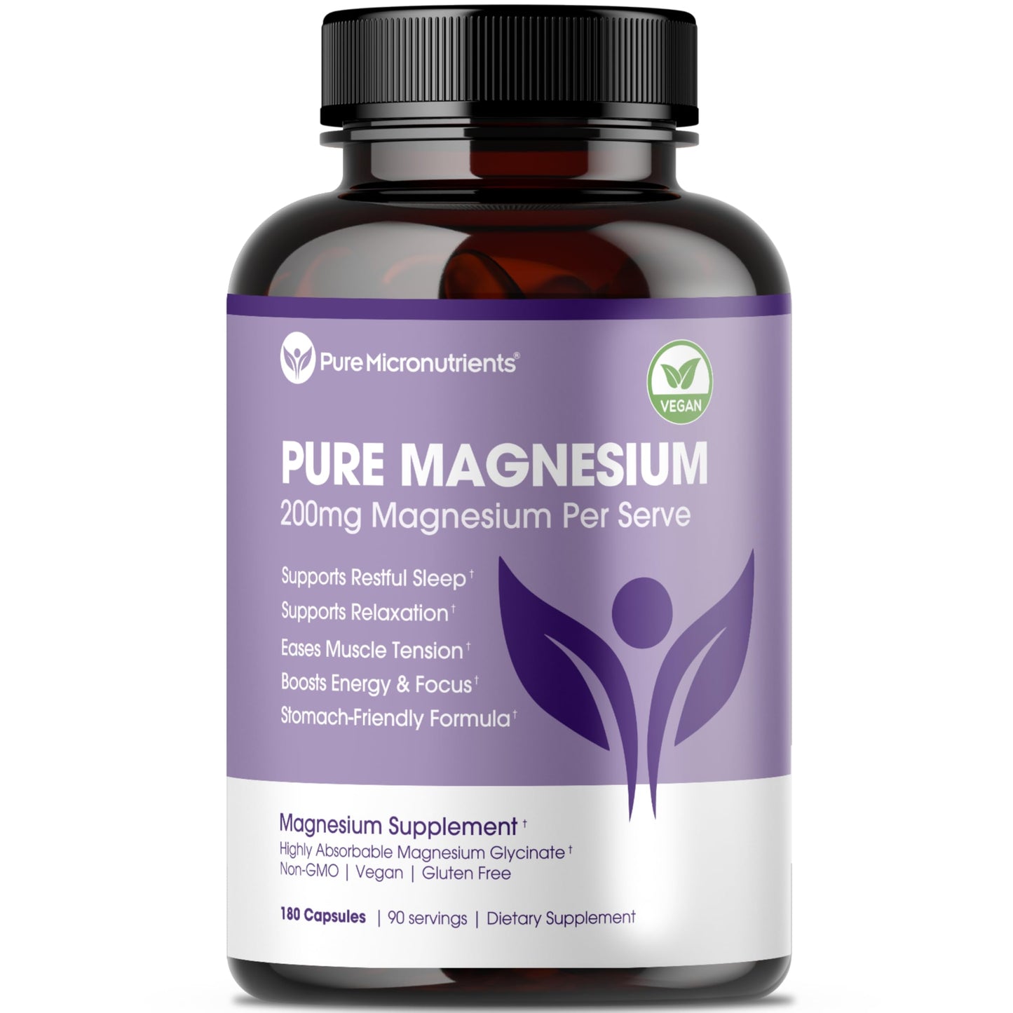 Pure Magnesium Glycinate Supplement – Highly Absorbable Chelated Magnesium to Support Sleep, Muscle & Nerve Health, Energy, Relaxation & Bone Health