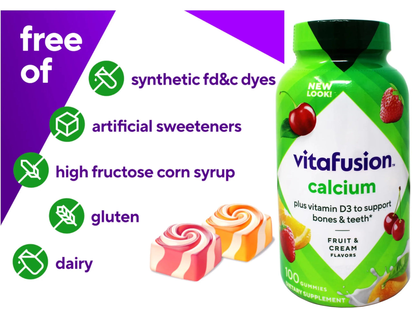 Vitafusion Calcium Adult Gummy Vitamins, 100 Gummy Vitamins VitafusionBuy Supplements Australia