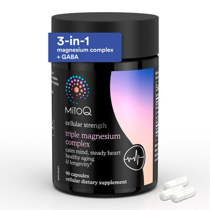 MitoQ Triple Magnesium Complex | Magnesium Glycinate, Taurinate, Oxide with GABA for Heart Health, Stress Management, & Deeper Sleep | High Absorption | 90 Capsules MitoQBuy Supplements Australia