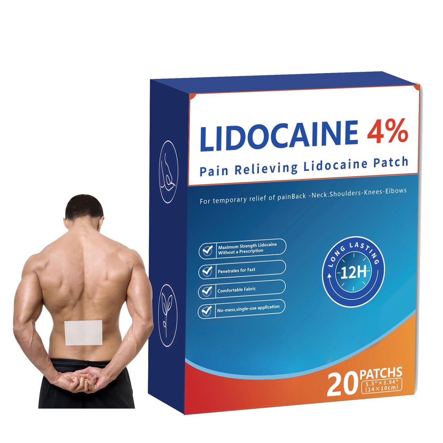 AROSLU Pain Relief Patches Lidocaine 4% ICY Patch Relieving Patch-12 Hour Acting Pain Patches-Muscle and Joint Pain Relief |Targets Neck,Back,Shoulders Pain relief-20patches AROSLUBuy Supplements Australia