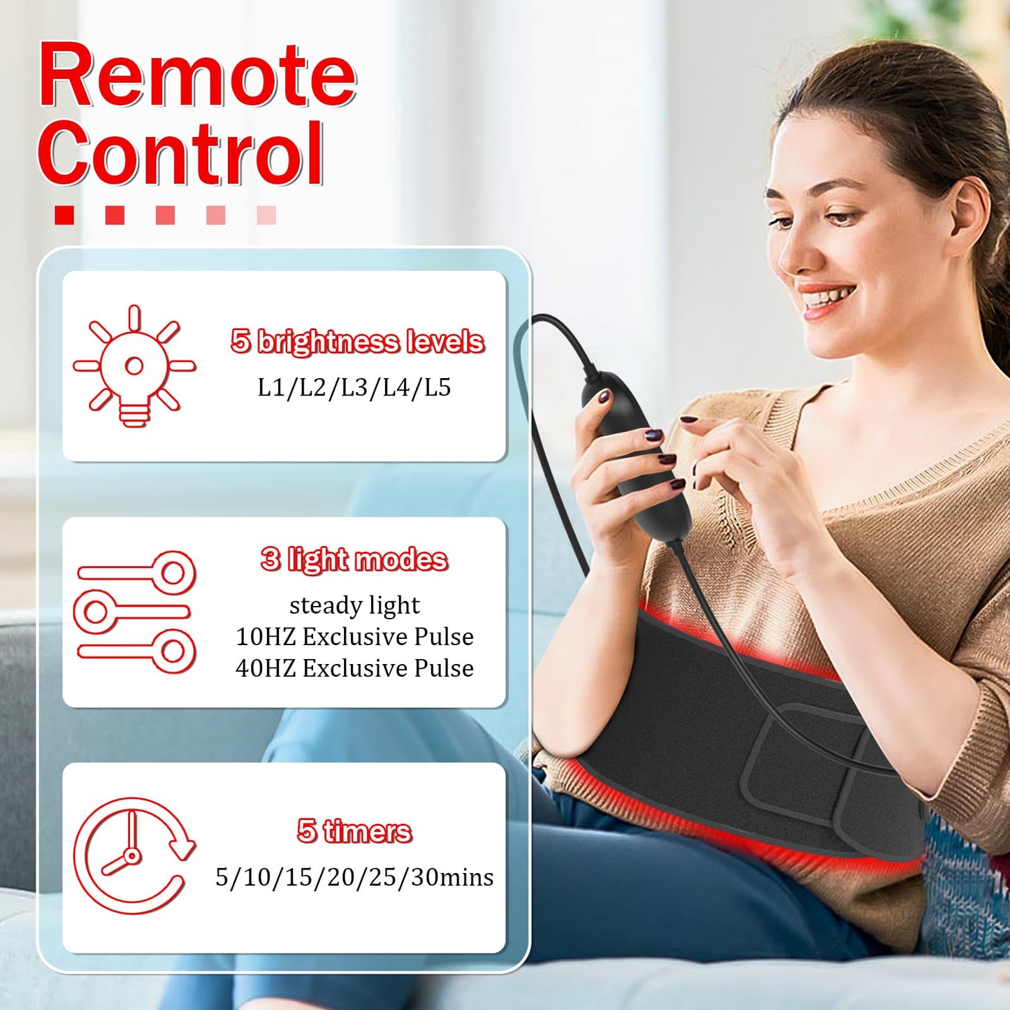 Red Light Therapy Belt Near-Infrared-Light Therapy Wrap for Body Wearable Large Pad for Waist Back Shoulder with Timer Controller AptoyuBuy Supplements Australia