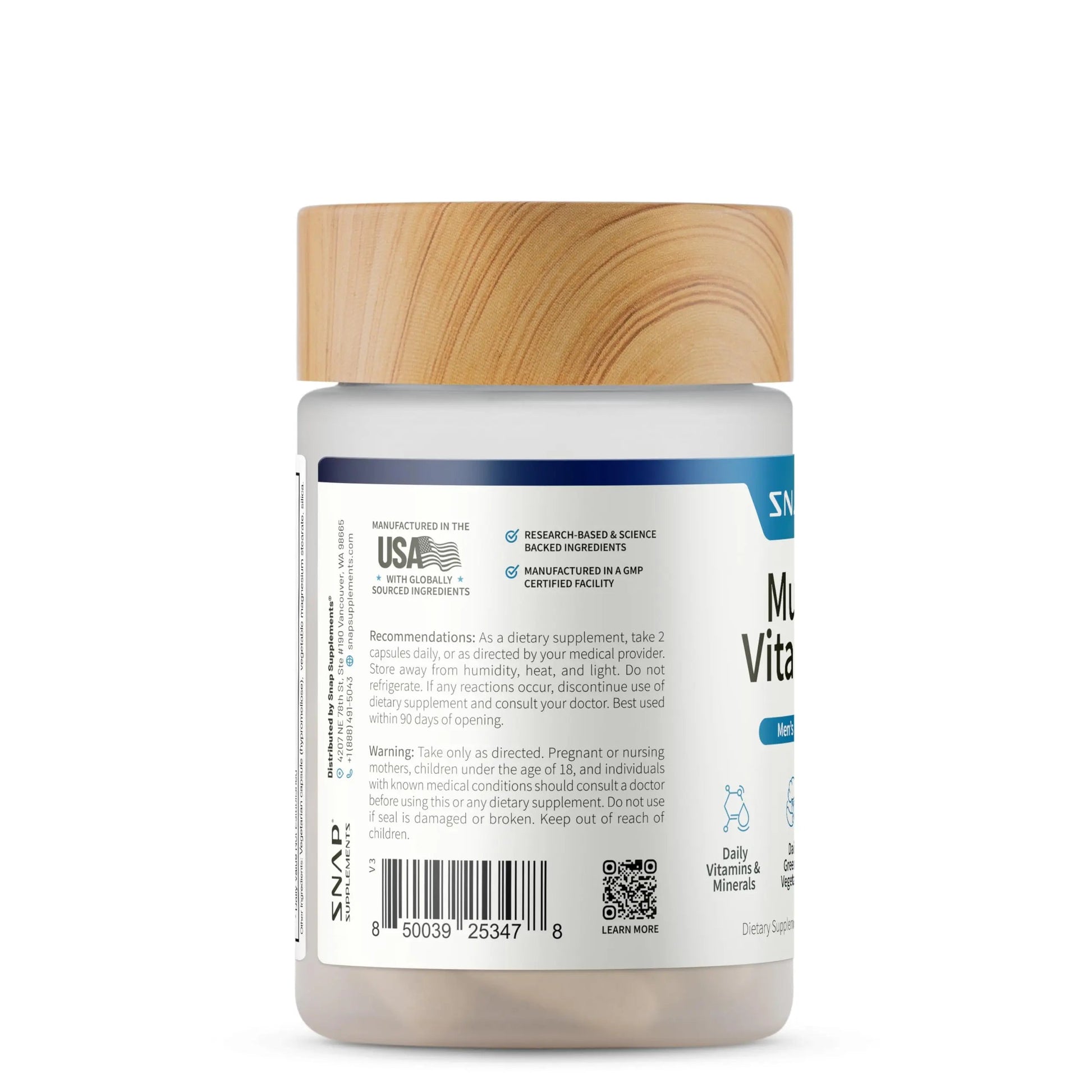 Snap Supplements Men's Multivitamins - Daily Vitamins & Minerals for Men - Vitamin D, B12, Zinc, Herbs & Vitamin C Snap Supplements