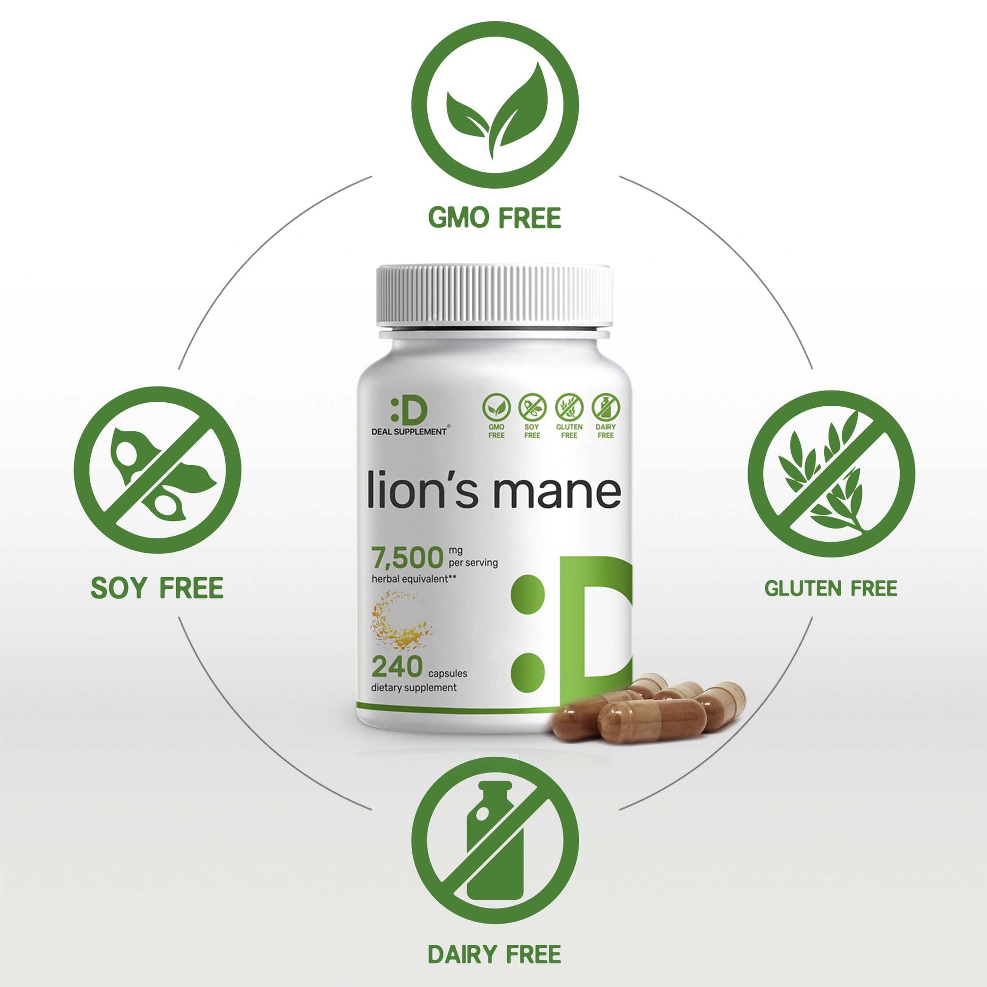 Lions Mane Mushroom Supplement, 7,500mg Per Serving, 240 Capsules – Active Fruiting DEAL SUPPLEMENTBuy Supplements Australia