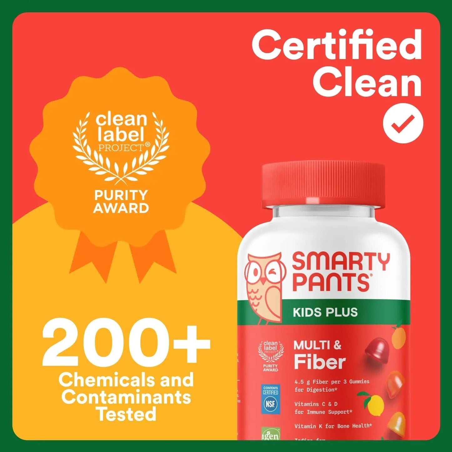 SmartyPants Kids Multivitamin & Fiber Gummies: Prebiotic Fiber to Support Kids Digestion with Vitamin D3, C, Vitamin B12, B6, A, Zinc SmartyPants