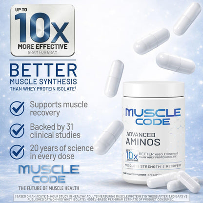 NAUTILUS Muscle Code Essential Amino Acid Capsules – Muscle Synthesis & Repair & Strength – Unflavored – 30 Servings – Clinically Studied