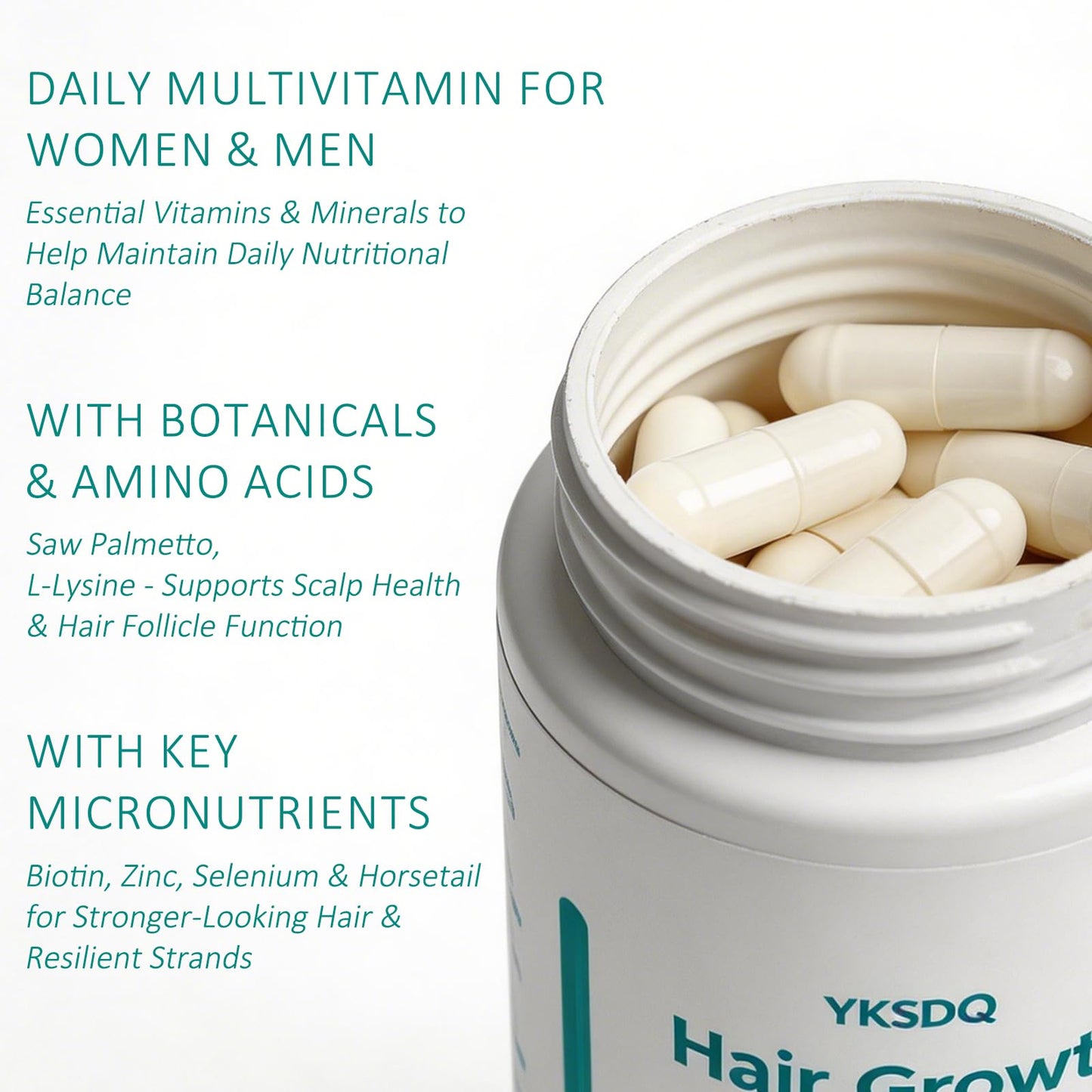 Hair Growth Biotin 10000mcg Supplement with Vitamins A C D E & Calcium - 30-in-1 Formula for Hair & Nails Support, for Women & Men, 30 Servings (1) WOJJBuy Supplements Australia
