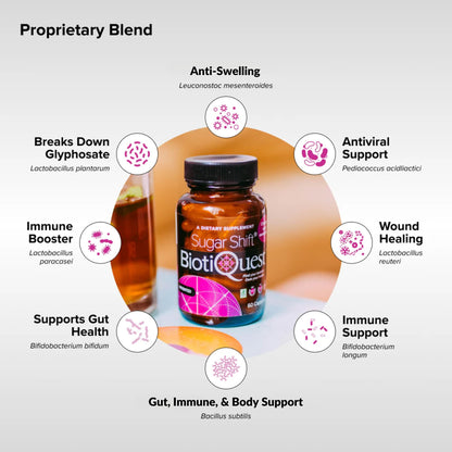 BiotiQuest Sugar Shift Probiotic | Helps Decrease Sugar & Carb Cravings and Supports Digestive Balance | 22 Billion CFU | Non-GMO, Gluten-Free, & Vegan | 60 Servings BiotiQuestBuy Supplements Australia