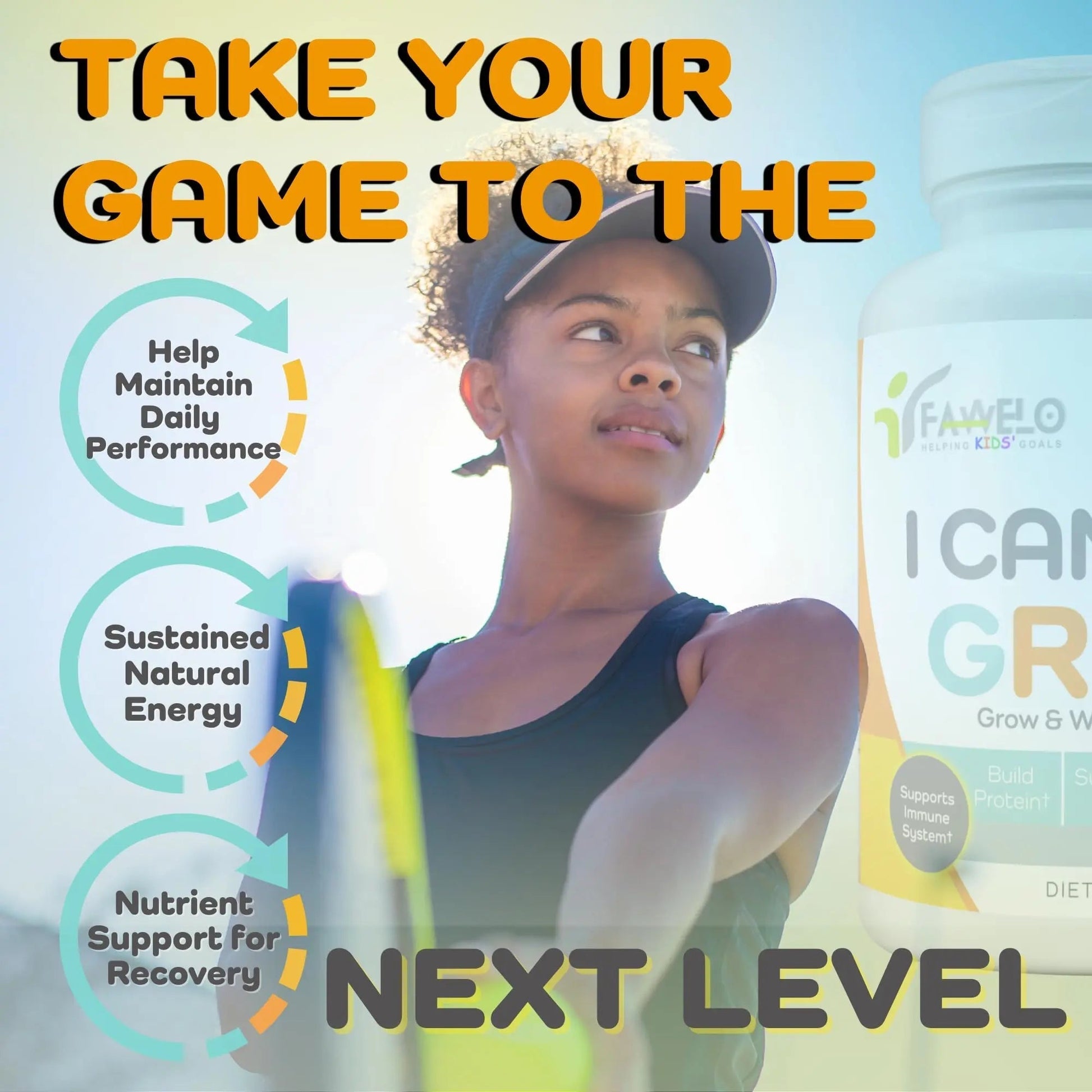 Fawelo I Can Grow Day-Time for Kids 10+ & Teens | Growth & Development Support with L-Arginine, Colostrum, Calcium, D3, Magnesium, Zinc | FaweloBuy Supplements Australia