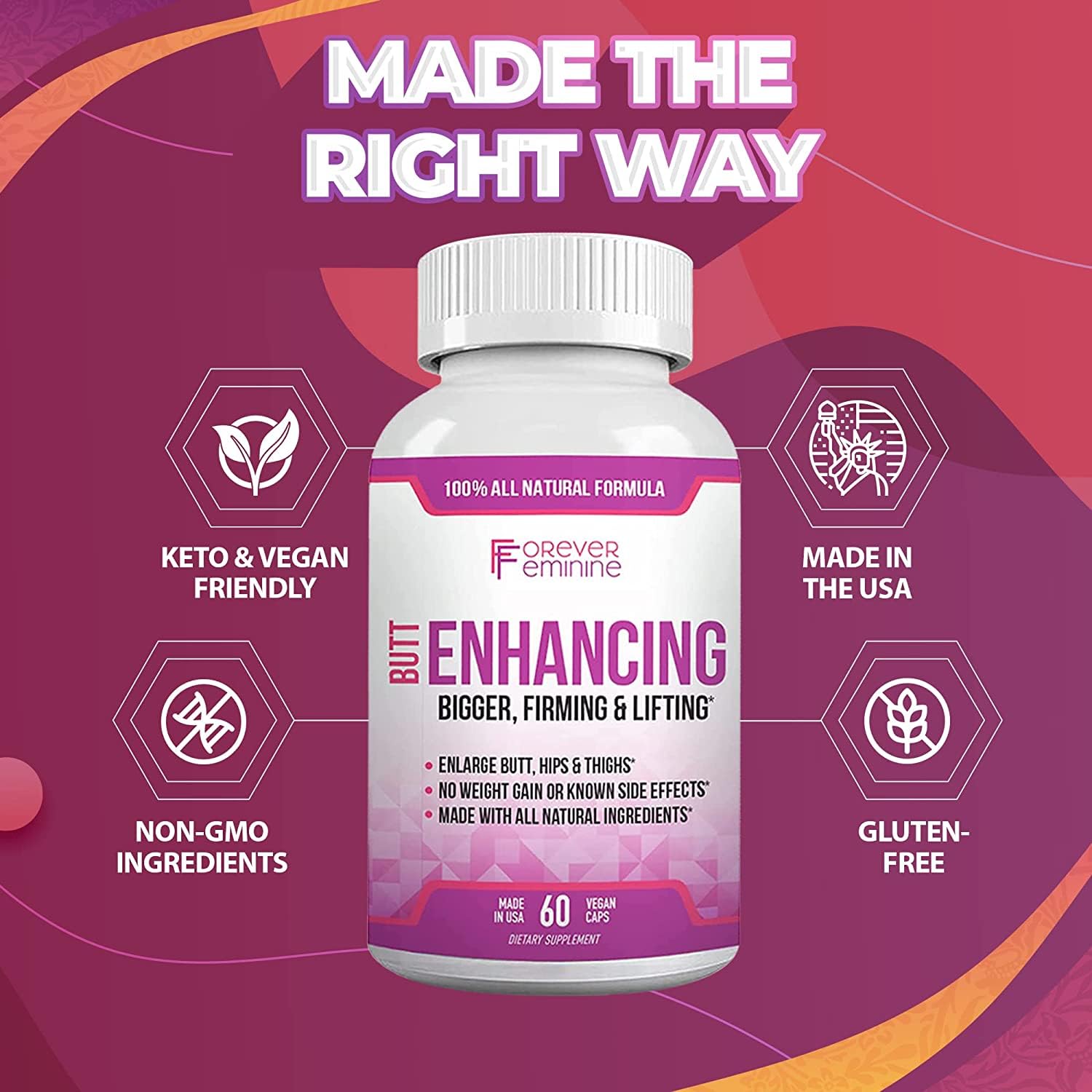 Forever Feminine Premium Butt Enhancement Pills - Booty Enlargement Pills - Shape Forever FeminineBuy Supplements Australia