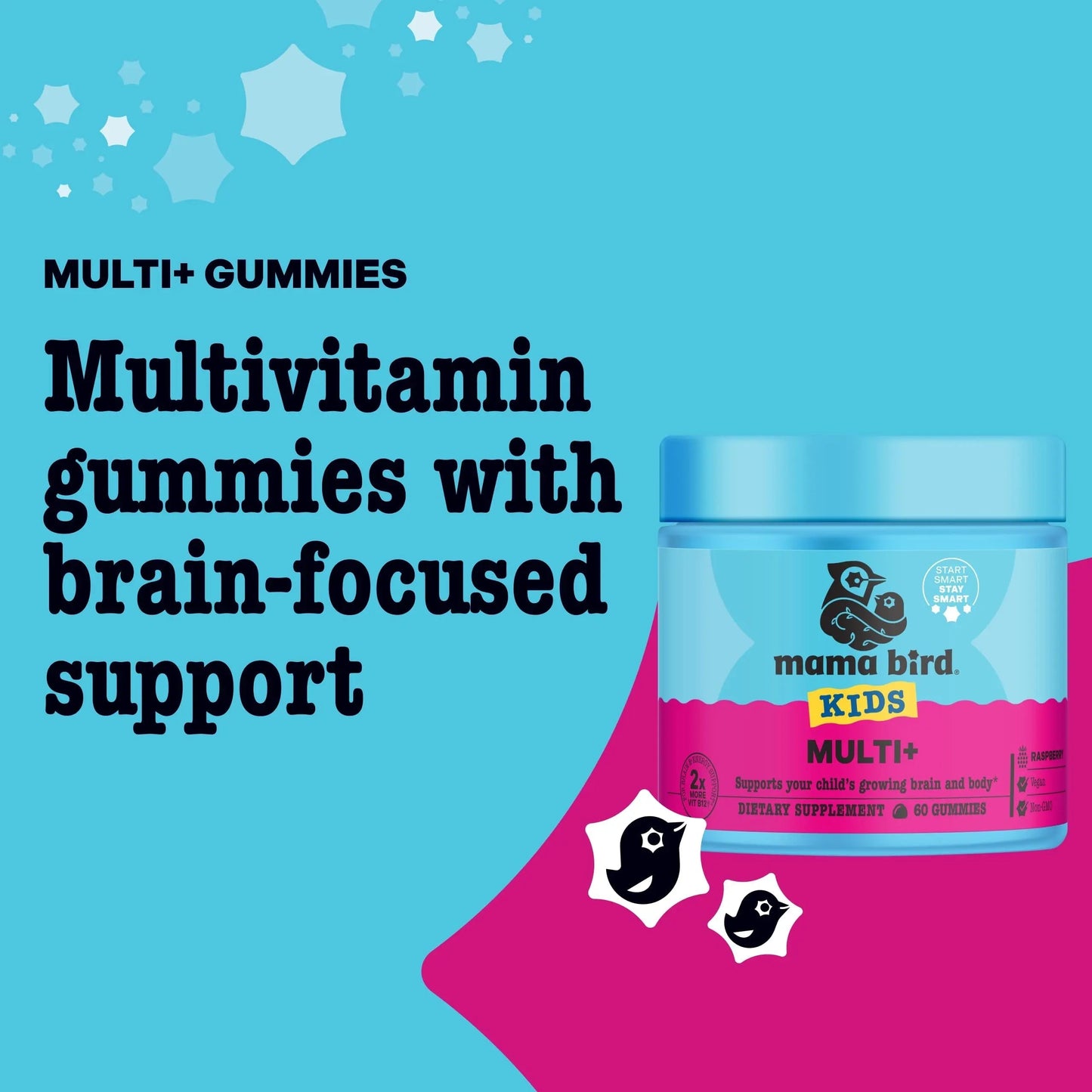 Best Nest Wellness Multi Plus Gummies - Brain Health Support Supplement with Methylated Vitamins - Chewable Multivitamin for Kids Best Nest Wellness