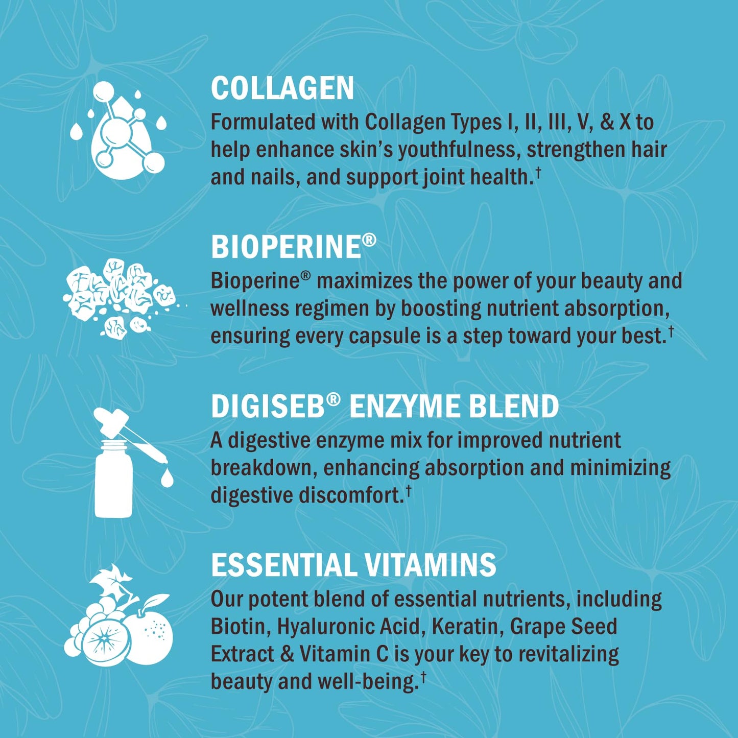 Multi Collagen Pills for Women (Types I II III V X) with Vitamin C Hyaluronic Acid Biotin BioSchwartzBuy Supplements Australia