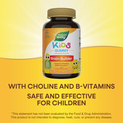 Nature's Way Kids Brain Supplement Gummies, Supports Healthy Brain Function*, Lemonade Flavored, 60 Gummies Nature's WayBuy Supplements Australia