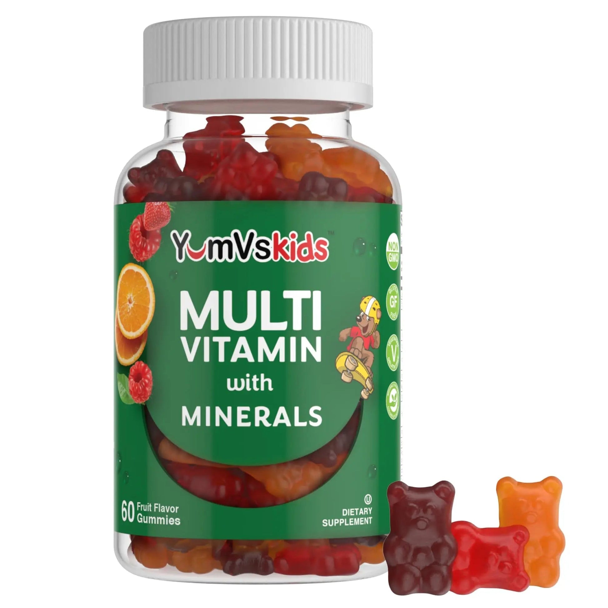 YumVs Kids Multivitamin Gummies - Fruit Flavored Chewable Children's Multivitamin - Kids Vitamins Multivitamin Gummy with 12 Minerals & Vitamins A C D3 E B6 B12 YUM-V'S