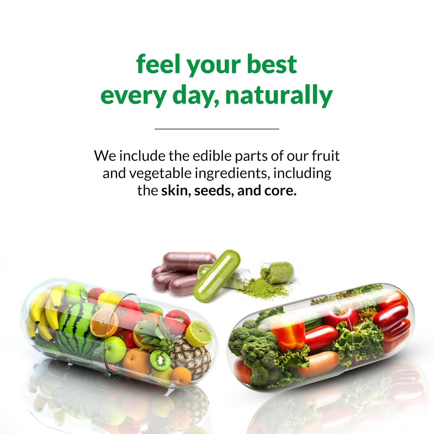 HOMERECORE Whole Food Fruits & Veggies Supplement Plant-Based, Vegan, Gluten-Free, Soy-Free No Fillers Natural Superfoods Boost Energy & Immune System for Men & Women 90 Fruit & 90 Veggie Capsules HOMERECOREBuy Supplements Australia