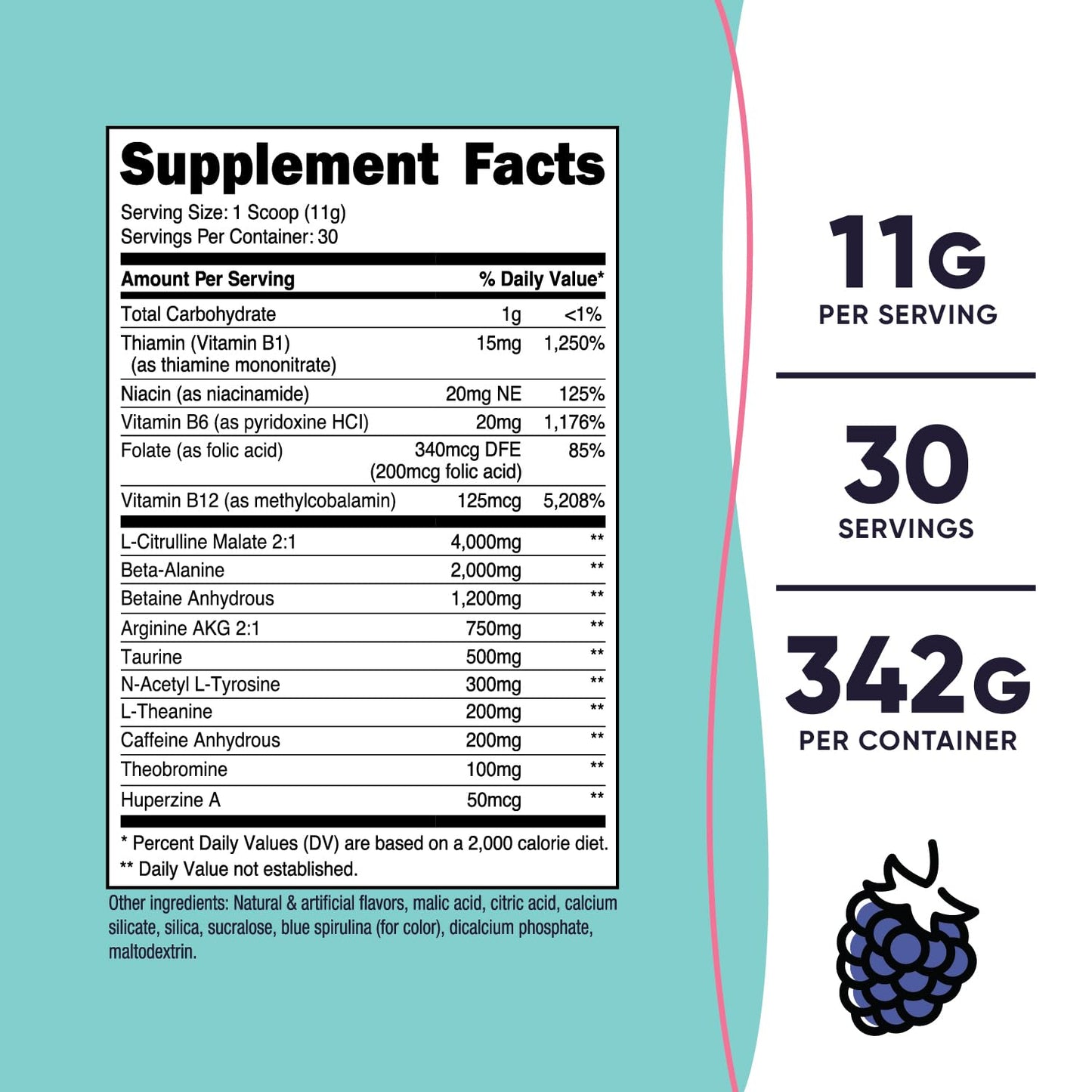 Nutricost Pre-Workout Powder for Women, Blue Raspberry, 30 Servings NutricostBuy Supplements Australia