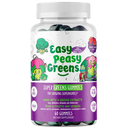 EasyPeasyGreens Daily Veggie Gummies for Kids - 60 Greens Gummies - Helps Picky Eaters Get Their Veggies in EASY PEASY GREENSBuy Supplements Australia