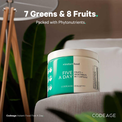 Codeage Instantfood Five A Day – Fruits & Vegetables Capsule Supplement – Whole Food Phytonutrients – 15 Fruits and Veggies Blend - Vegan, Non-GMO – 30 Capsules CodeageBuy Supplements Australia