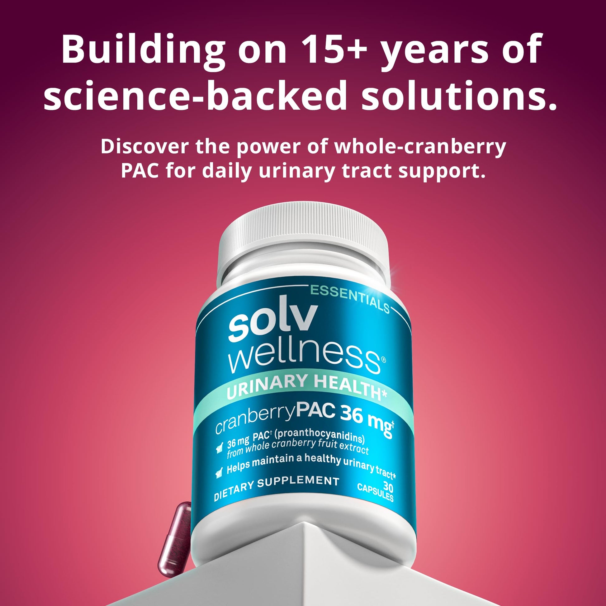 Solv Wellness Urinary Health 36 mg Cranberry PAC – Whole Cranberry Fruit Extract, Daily Urinary Tract Health Support, 30 Capsules Solv WellnessBuy Supplements Australia