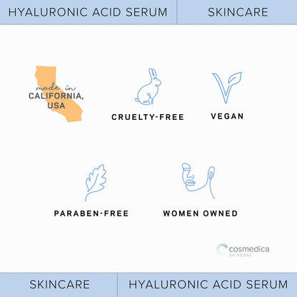 Hyaluronic Acid Serum for Skin 100% Pure Anti Aging Serum Intense Hydration Cosmedica SkincareBuy Supplements Australia
