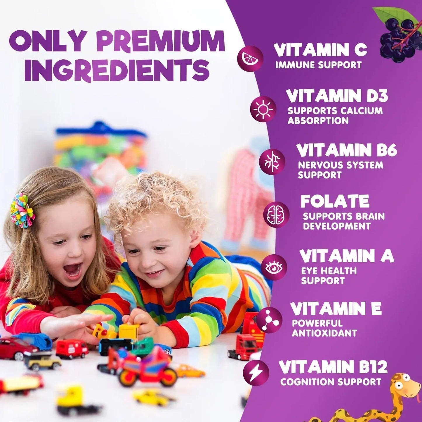 Multivitamin for Kids - Complete Daily Children's Multi Vitamin Gummies with Vitamin D, B Vitamins, Zinc & More - Energy, Memory Focus Nature's NutritionBuy Supplements Australia