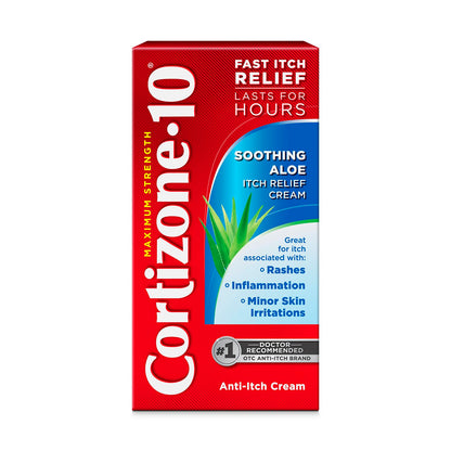 Cortizone-10 Maximum Strength Soothing Aloe Itch Relief Cream, 1% Hydrocortisone, Fast-Acting, Anti-Itch Cream for Bug Bites, Rash, Eczema, Psoriasis, Poison Ivy, Oak, Sumac & More, 1 oz Cortizone 10Buy Supplements Australia