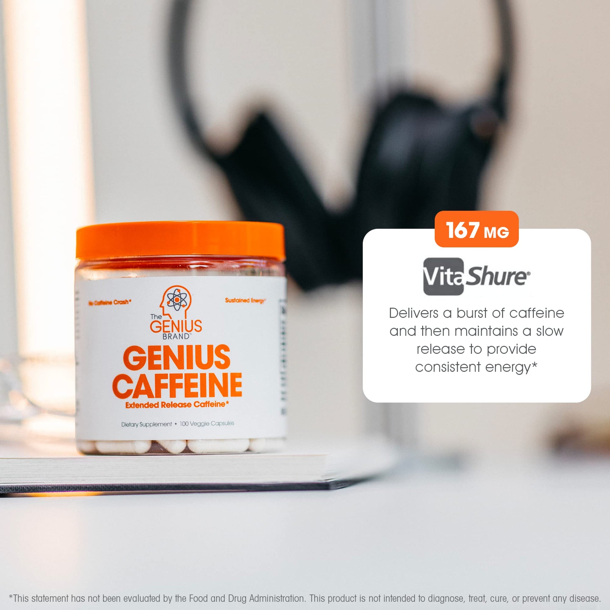 Genius Caffeine Pills 100mg, Extended-Release Microencapsulated Caffeine Pills The Genius BrandBuy Supplements Australia
