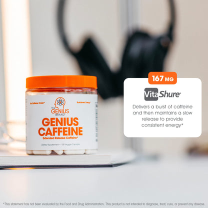 Genius Caffeine Pills 100mg, Extended-Release Microencapsulated Caffeine Pills The Genius BrandBuy Supplements Australia
