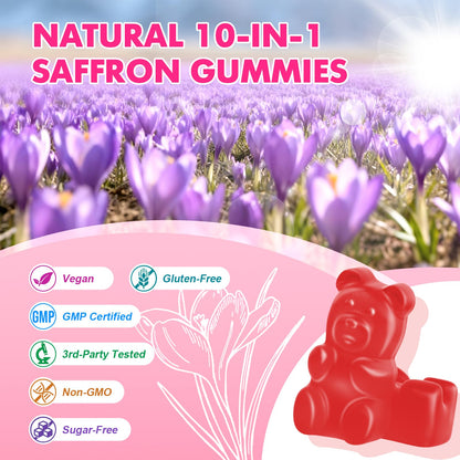 Saffron Gummies for Adult Kids - with Saffron 88.5mg, Vitamins D3 & B6, Magnesium, Zinc, Ashwagandha, L - Theanine, St. John's Wort - Supports Mood & Focus, Strawberry Flavor, 120 Count SaajoorBuy Supplements Australia