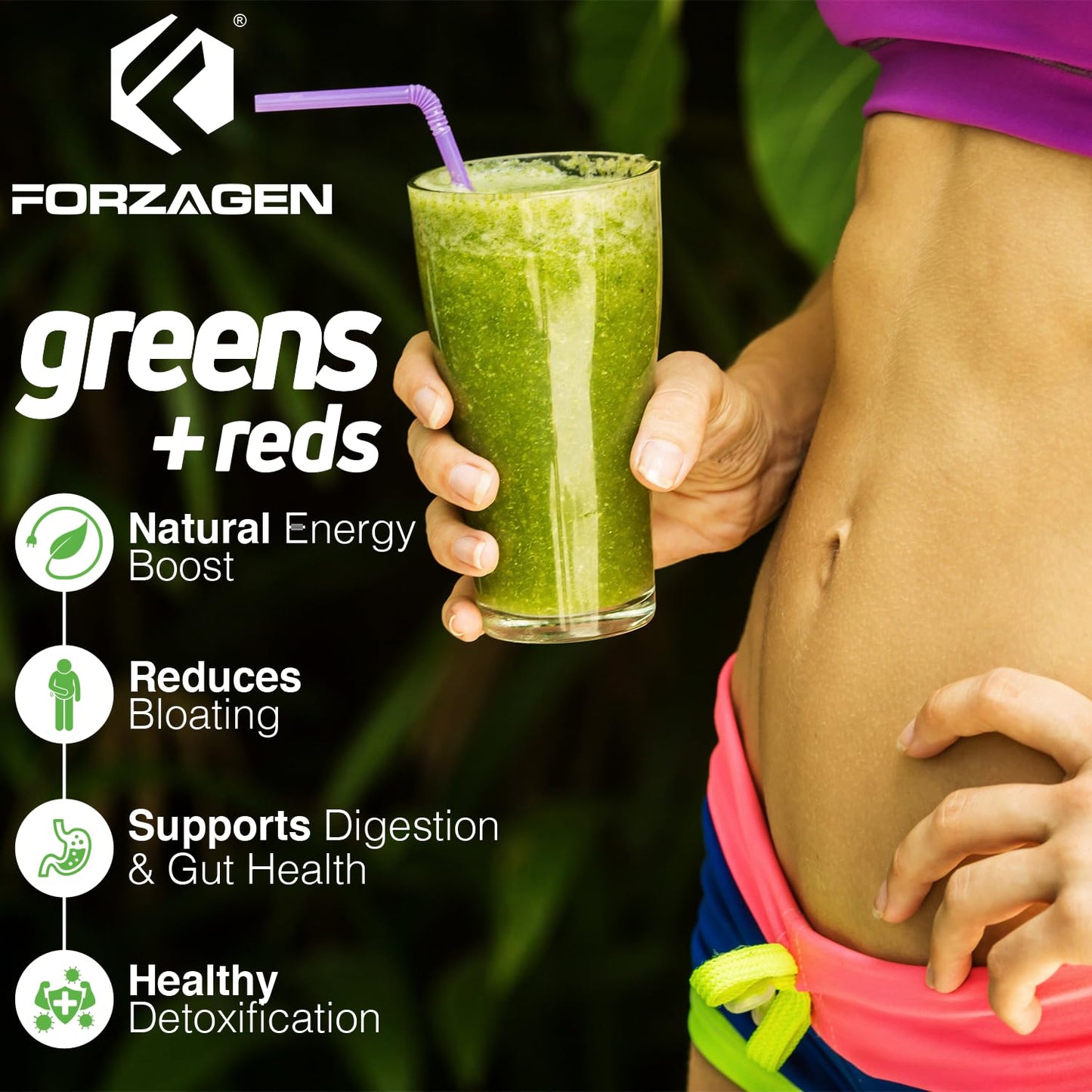 Forzagen Vegan Greens & Reds Superfood Powder - Organic Super Greens Powder | Premium Veggie Powder Supplement | 35 Servings Reds and Greens Superfood Powder ForzagenBuy Supplements Australia