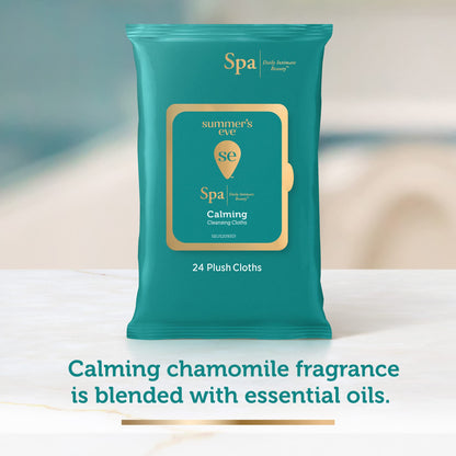 Summer's Eve Spa Calming Chamomile Feminine Wipes, 100% Plant Based*, pH balanced Plush Cloths Summer's EveBuy Supplements Australia