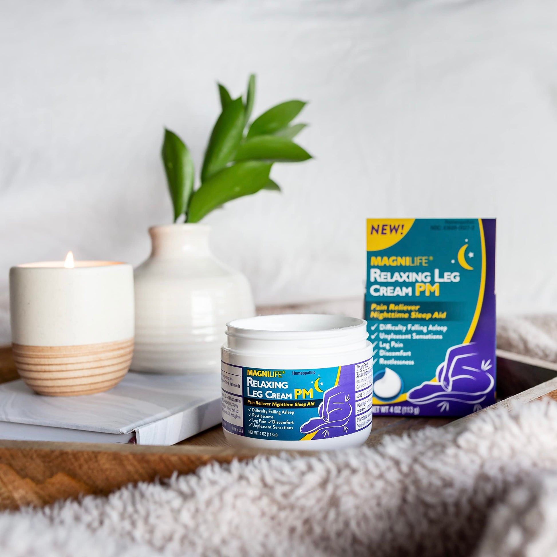 MagniLife Relaxing Leg Cream PM, 4 Oz, Homeopathic Nighttime Pain Reliever & Sleep Aid with Lavender & Magnesium, Non-Greasy Deep Penetrating Cream for Restless Legs & Discomfort MagniLifeBuy Supplements Australia