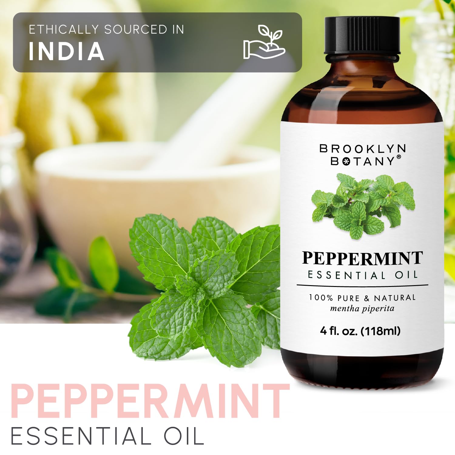 Brooklyn Botany Peppermint Essential Oil - Huge 4 Fl Oz - 100% Pure and Natural - Premium Grade Brooklyn BotanyBuy Supplements Australia