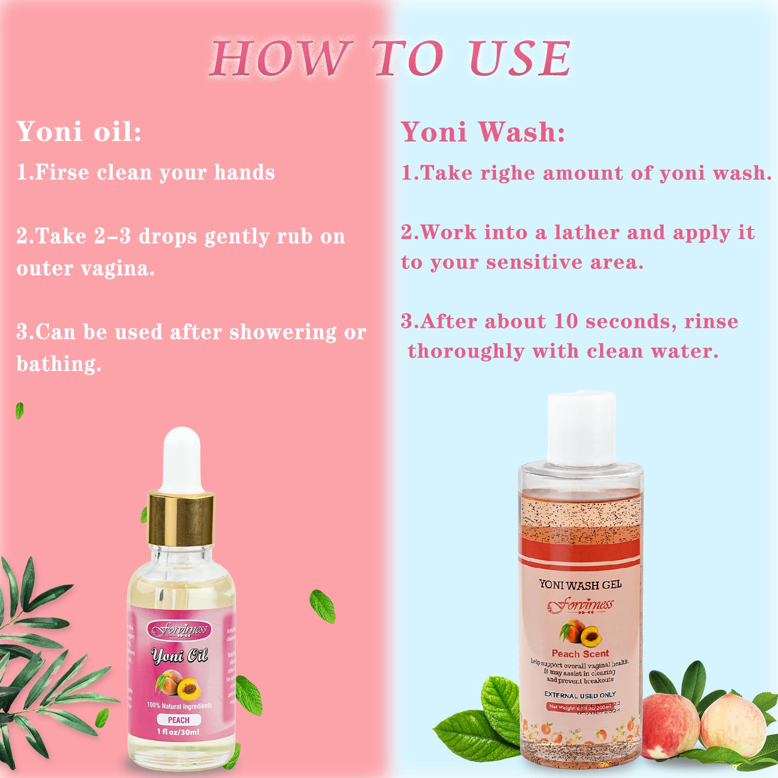 forvirness Feminine Wash & Natural Yoni Oil Set - Cleanse, Remove Odor, pH Balance for Women forvirnessBuy Supplements Australia