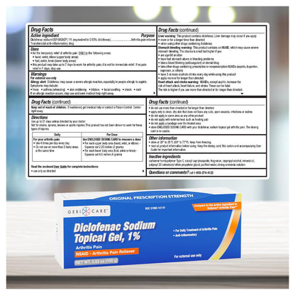GeriCare Topical Arthritis Pain Relief Gel Diclofenac Sodium 1% (NSAID) Hand Wrist Elbow Foot Ankle Knee Extra-Strength Pain Reliever- Anti-inflammatory Arthritis Pain Treatment, 3.53oz (3 Pack) GeriCareBuy Supplements Australia