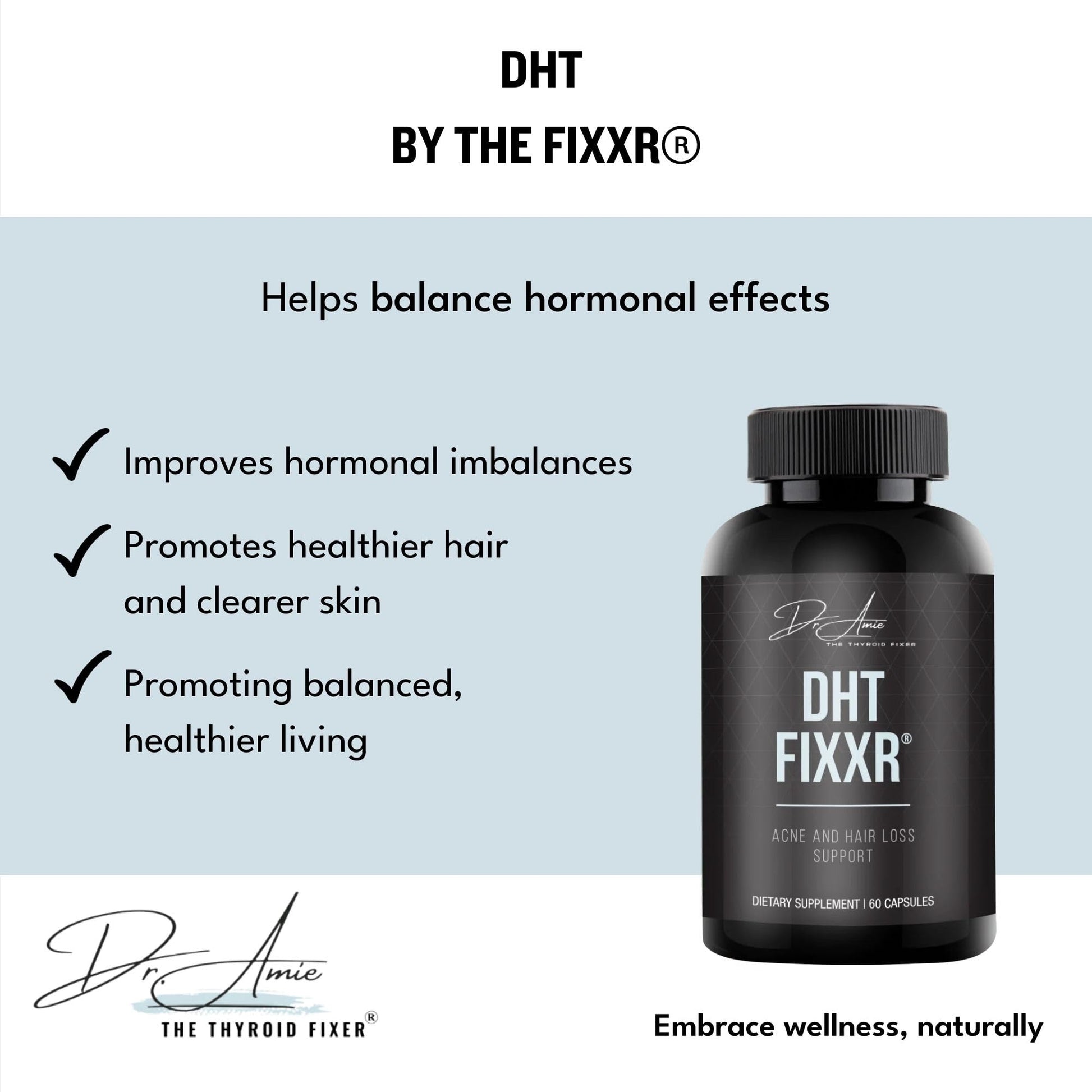 Fixxr DHT Support by Dr. Amie | with Saw Palmetto and Nettles | Acne and Hair Loss Support | 60 Capsules FixxrBuy Supplements Australia