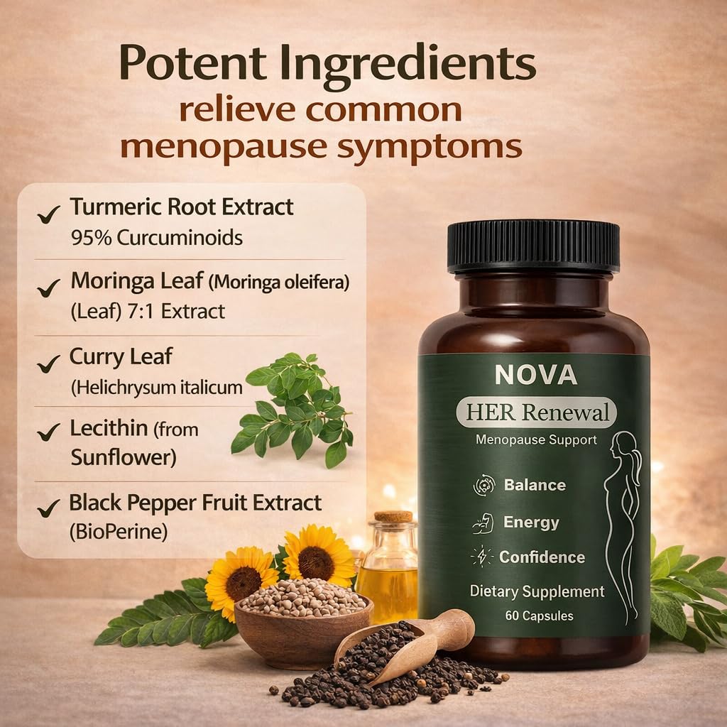DFTLUUE NOVA Menopause Relief Support for Her - Probiotic Estrogen Balance Formula with Curcuminoids & Botanical Extracts – Supports Hormonal Balance, Comfort & Daily Well-Being – 60 Capsules (1) DFTLUUEBuy Supplements Australia