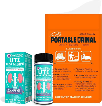 UTI Kit – UTI Test Strips with Emergency Urination Support Bags, 60 Urinary Tract Infection Test Strips with 6 Portable Disposable Urine Bags, Home Urinalysis Test for Leukocytes & Nitrites Just FitterBuy Supplements Australia