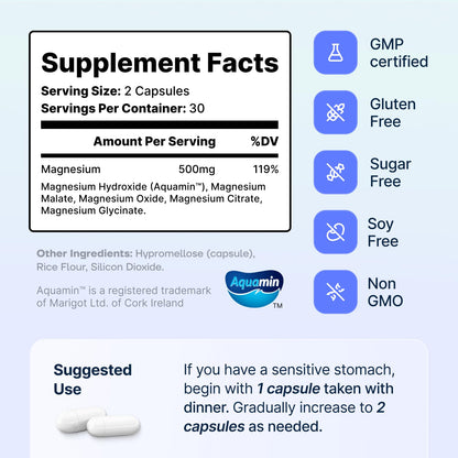 Spectrum 5 Magnesium Complex for Women & Men | Patented Aqua-Ionic® 5X Absorption Technology | 500mg Glycinate, Citrate, Malate + 72 Trace Minerals | Deep Sleep, Leg Cramp Relief & Calm | Non-Laxative SonoHealthBuy Supplements Australia
