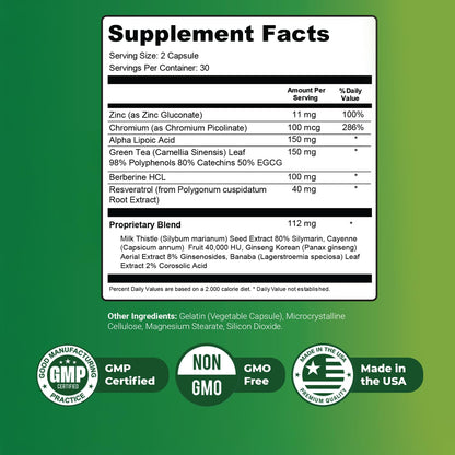 Claritox – Daily Wellness Supplement with Zinc, Chromium, Alpha Lipoic Acid, Green Tea Extract, Resveratrol & Botanical Blend – Non-GMO, Stimulant-Free Formula – 60 Caps, 30 Servings, 3 Month Supply Nature’s NutriWaveBuy Supplements Australia