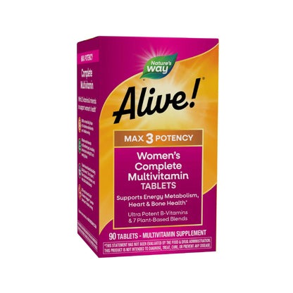 Nature's Way Alive! Max3 Daily Women's Multivitamin, Food-Based Blends (1,130mg per serving) and Antioxidants, 90 Tablets Nature's WayBuy Supplements Australia