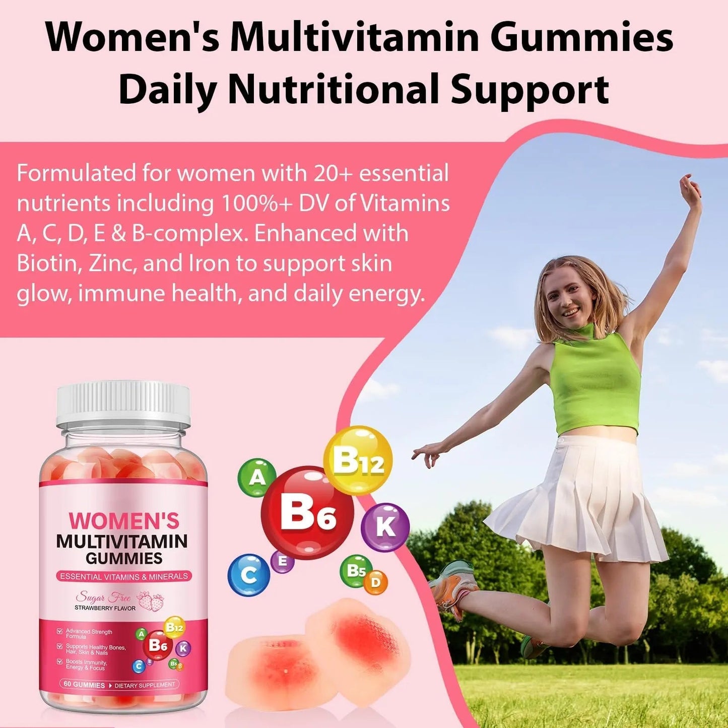 DCTTVHVD Multivitamin Gummies for Women, Natural Multi Vitamins, Boosts Immunity, Energy & Focus, Womens Daily Multivitamin Gummy DCTTVHVDBuy Supplements Australia