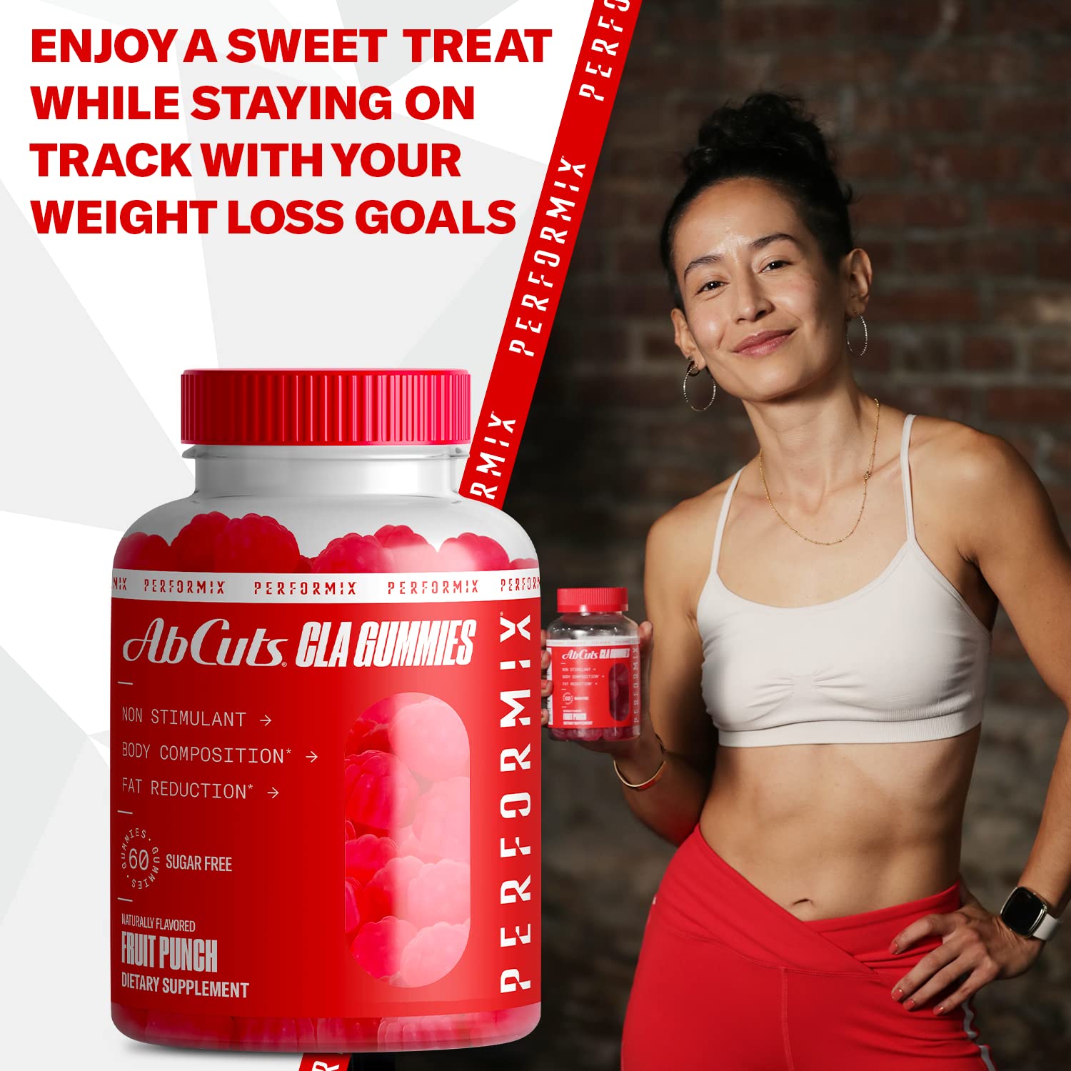 PERFORMIX AbCuts CLA Gummies - 60 Gummies, Fruit Punch - Non-Stimulant PERFORMIXBuy Supplements Australia